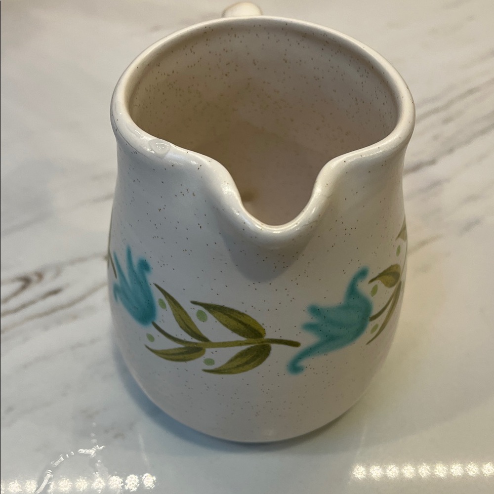 Franciscan Tulip Time Earthen Creamer Pitcher with Blue and Green Floral Design - Picture 4 of 4